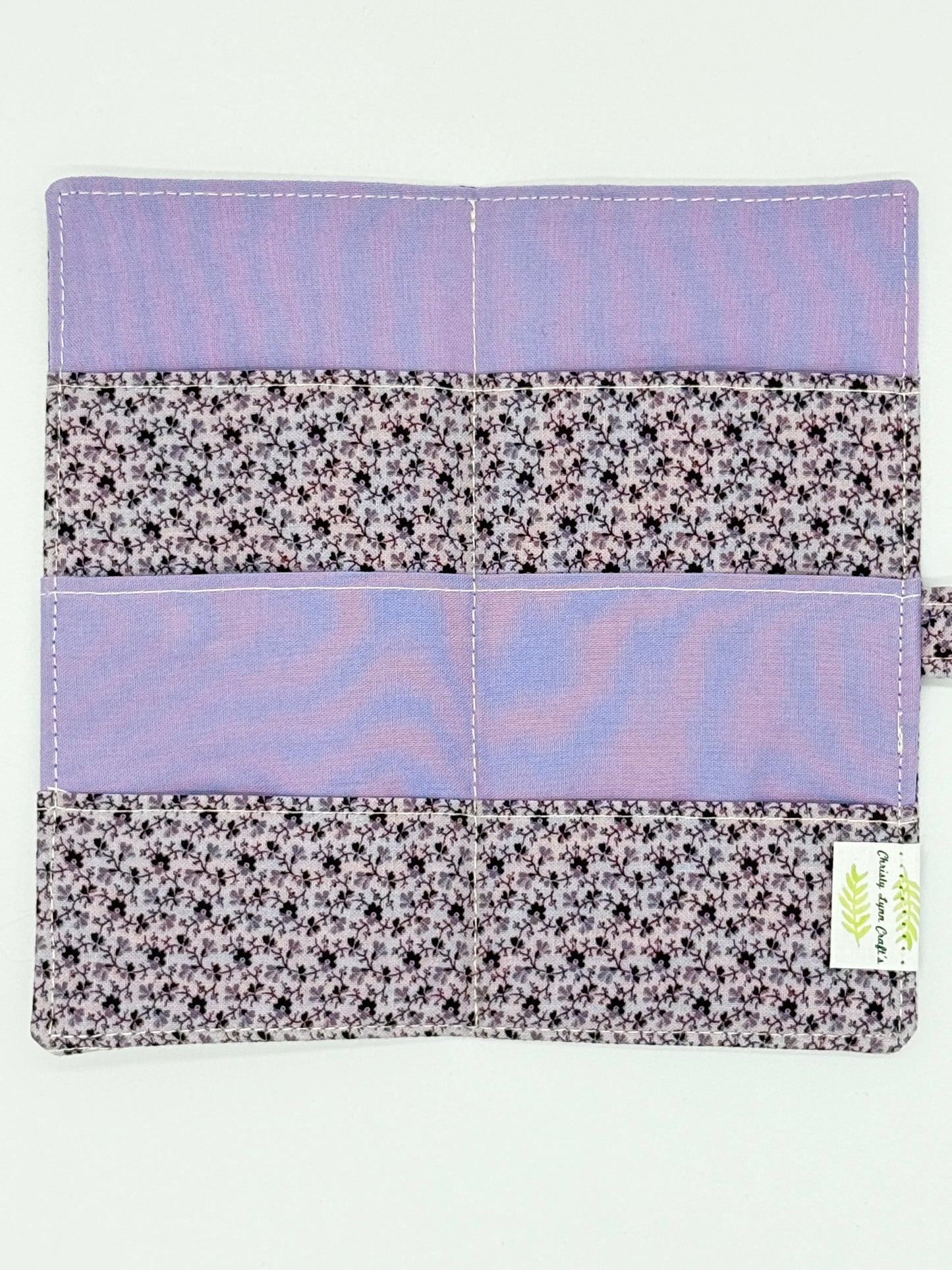 Purple Floral - Handmade Tea Wallet - Cotton Tea Bag Holder with Snap Closure - Travel Tea Organizer