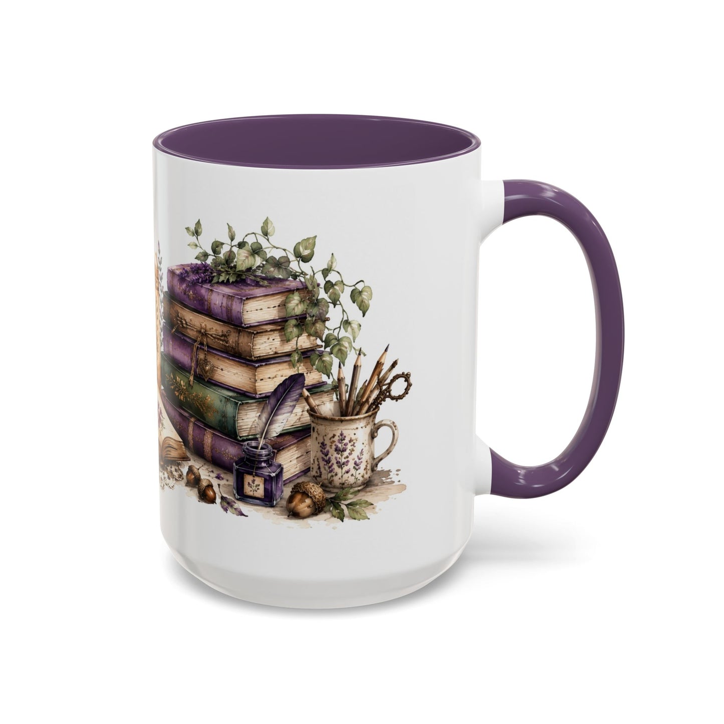 A Good Book, A Warm Drink & A Cozy Day – 15 oz Purple Accent Mug | Book Lover Coffee & Tea Mug  ⸻