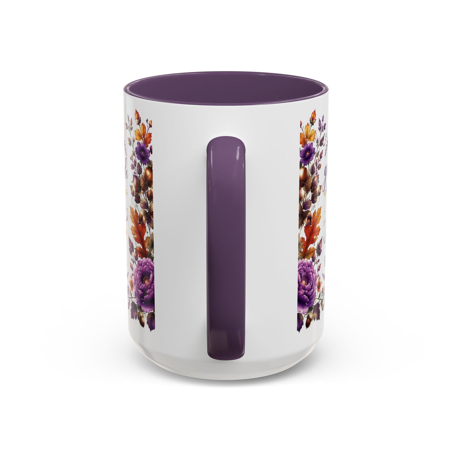 Let Gratitude Grow & Joy Will Bloom – 15 oz Purple Accent Mug | Cottagecore Coffee & Tea Mug
