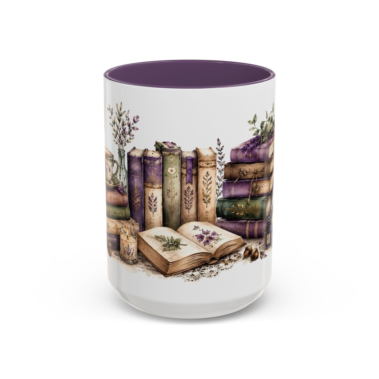 A Good Book, A Warm Drink & A Cozy Day – 15 oz Purple Accent Mug | Book Lover Coffee & Tea Mug  ⸻