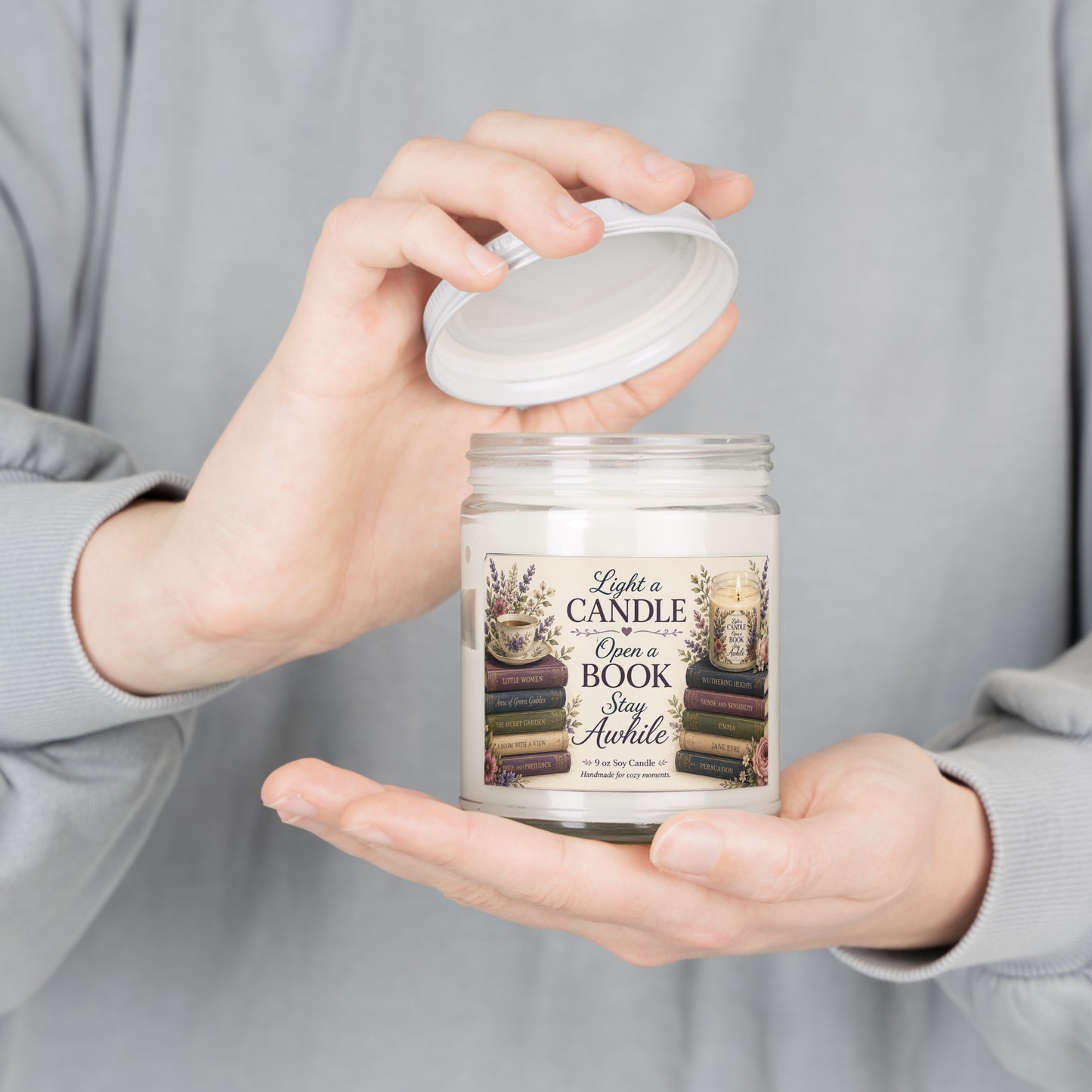 Light a Candle, Open a Book, Stay Awhile – 9 oz Scented Soy Candle | Book Lover Home Fragrance