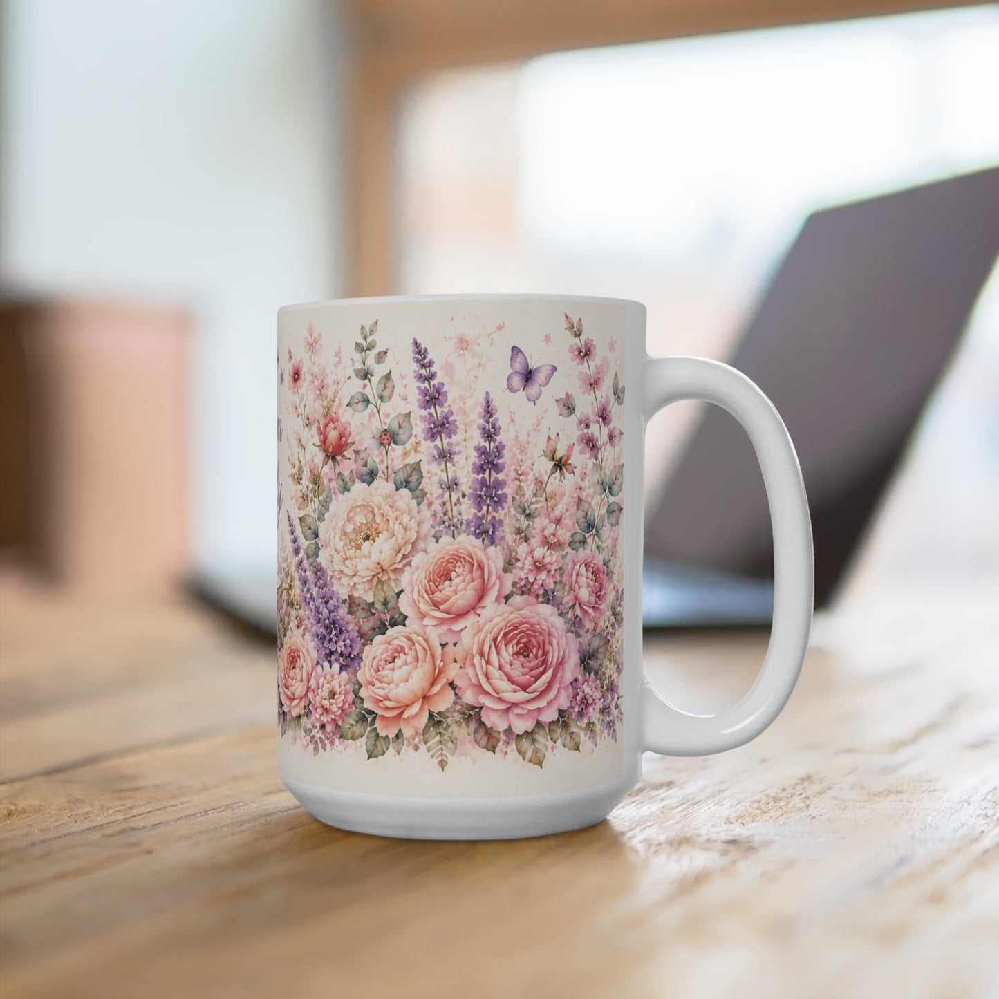 Bloom Gently Floral Tea Mug | Cottagecore Coffee Cup for Tea Lovers | Cozy Gift for Book Lovers