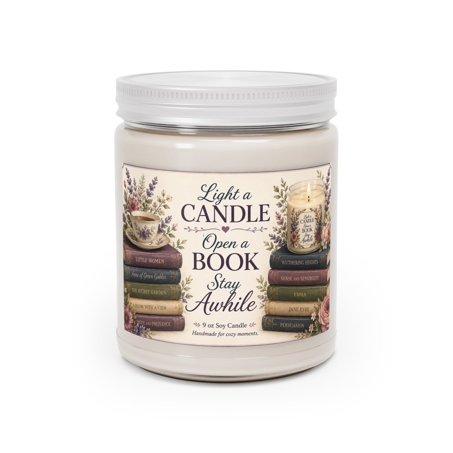 Light a Candle, Open a Book, Stay Awhile – 9 oz Scented Soy Candle | Book Lover Home Fragrance