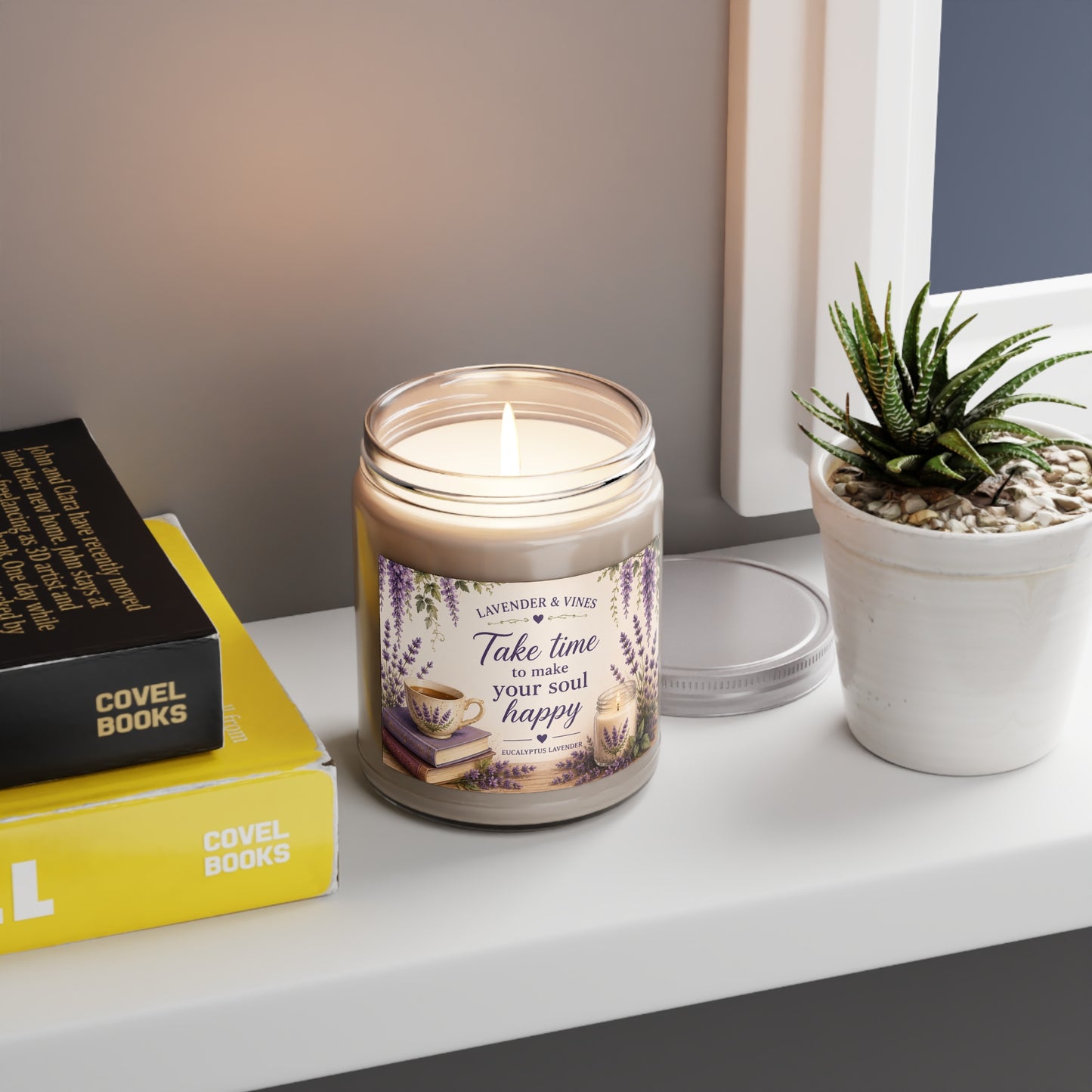 Lavender & Vines Candle – “Take Time to Make Your Soul Happy” 9 oz Soy Candle | Eucalyptus Lavender Herb | C
