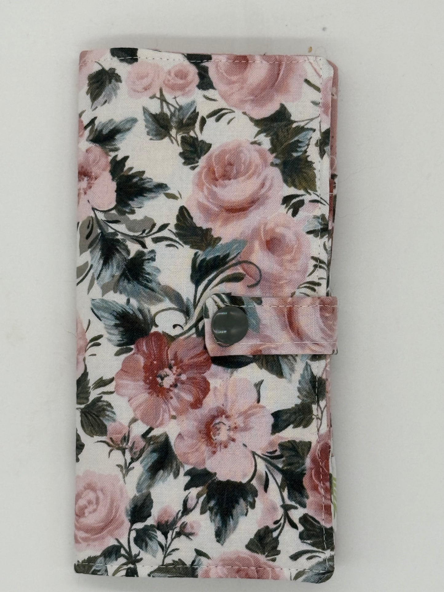 Rose Garden - Handmade Tea Wallet - Cotton Tea Bag Holder with Snap Closure - Travel Tea Organizer