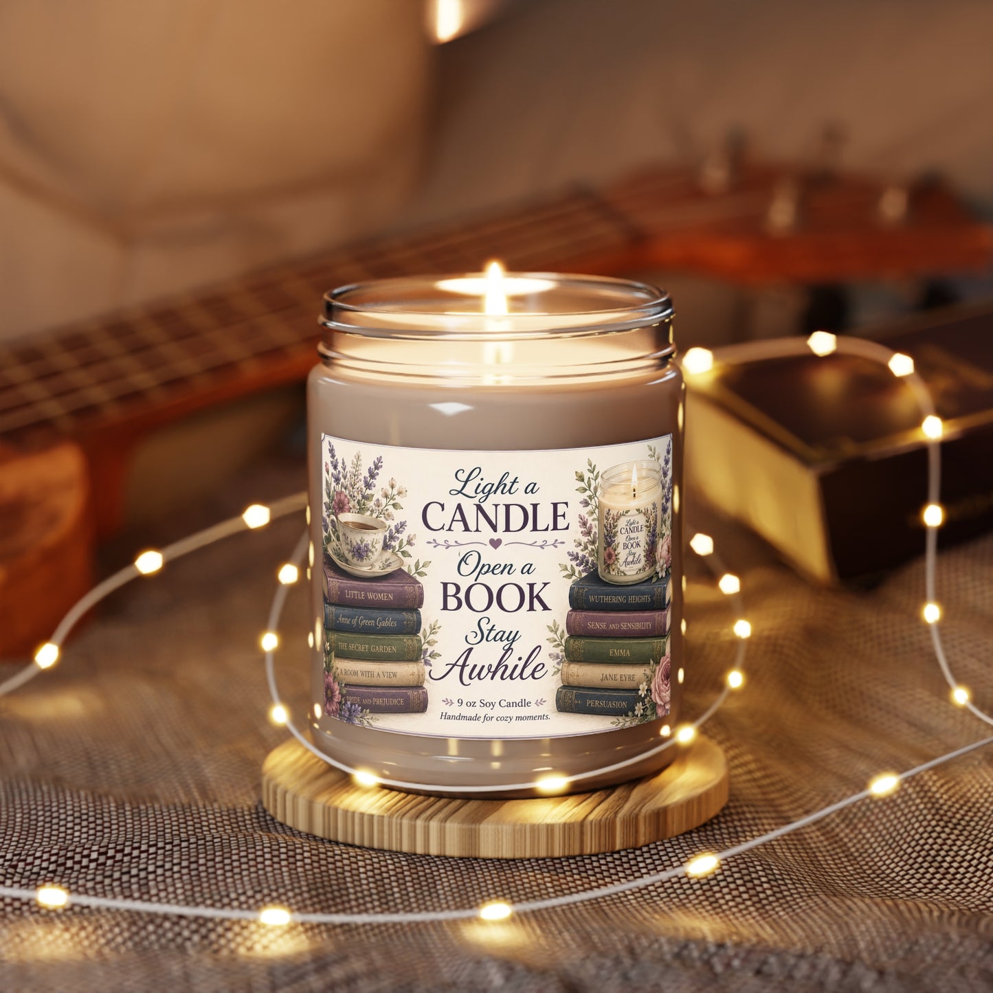 Light a Candle, Open a Book, Stay Awhile – 9 oz Scented Soy Candle | Book Lover Home Fragrance