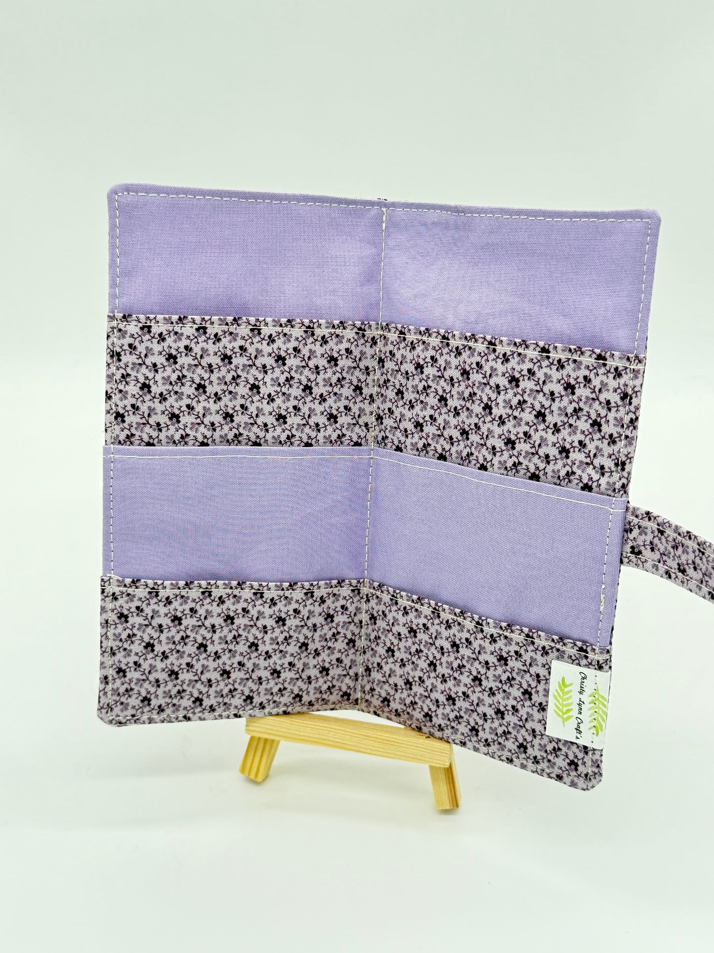 Purple Floral - Handmade Tea Wallet - Cotton Tea Bag Holder with Snap Closure - Travel Tea Organizer