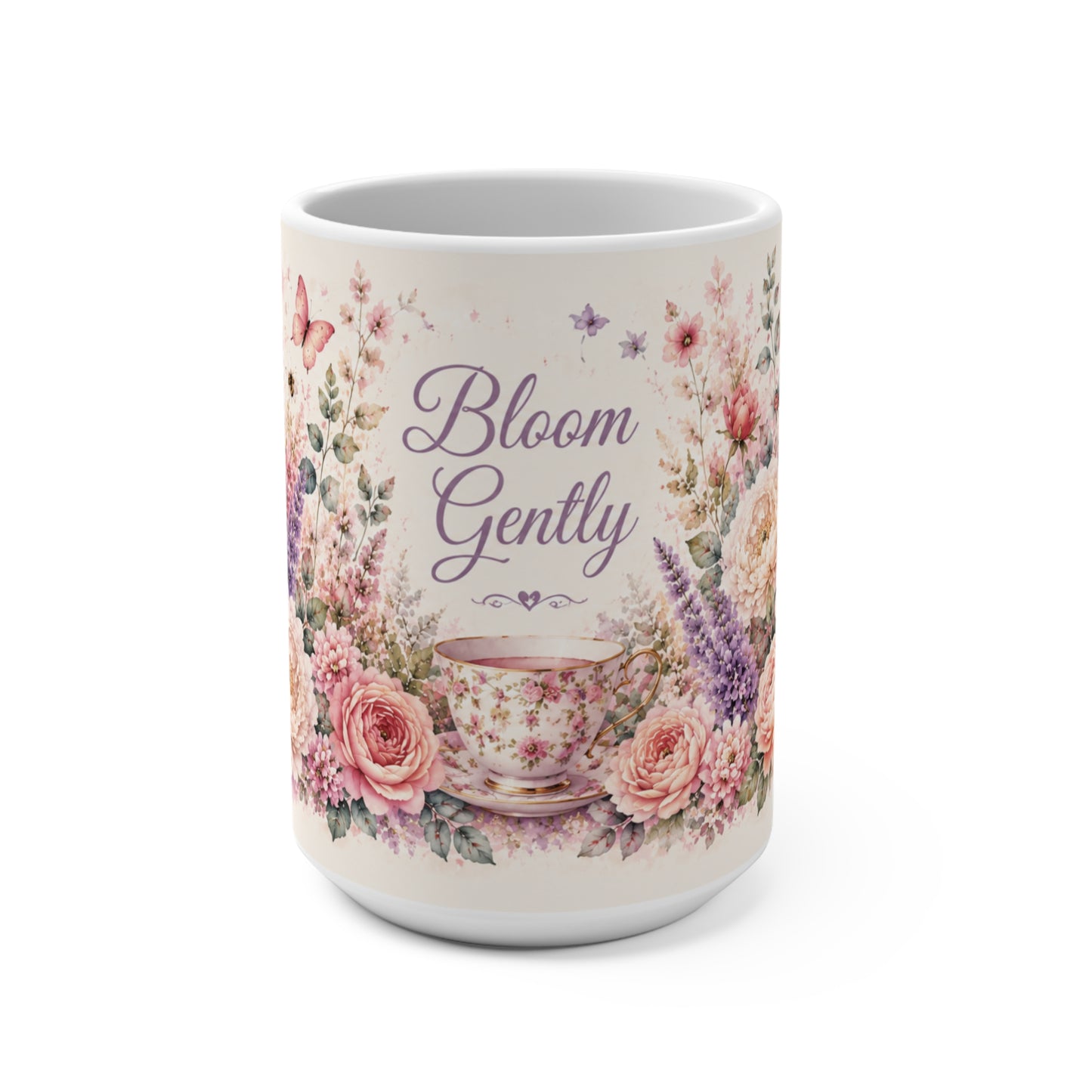 Bloom Gently Floral Tea Mug | Cottagecore Coffee Cup for Tea Lovers | Cozy Gift for Book Lovers