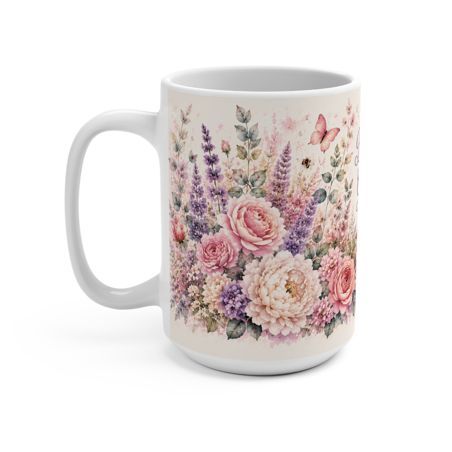Bloom Gently Floral Tea Mug | Cottagecore Coffee Cup for Tea Lovers | Cozy Gift for Book Lovers