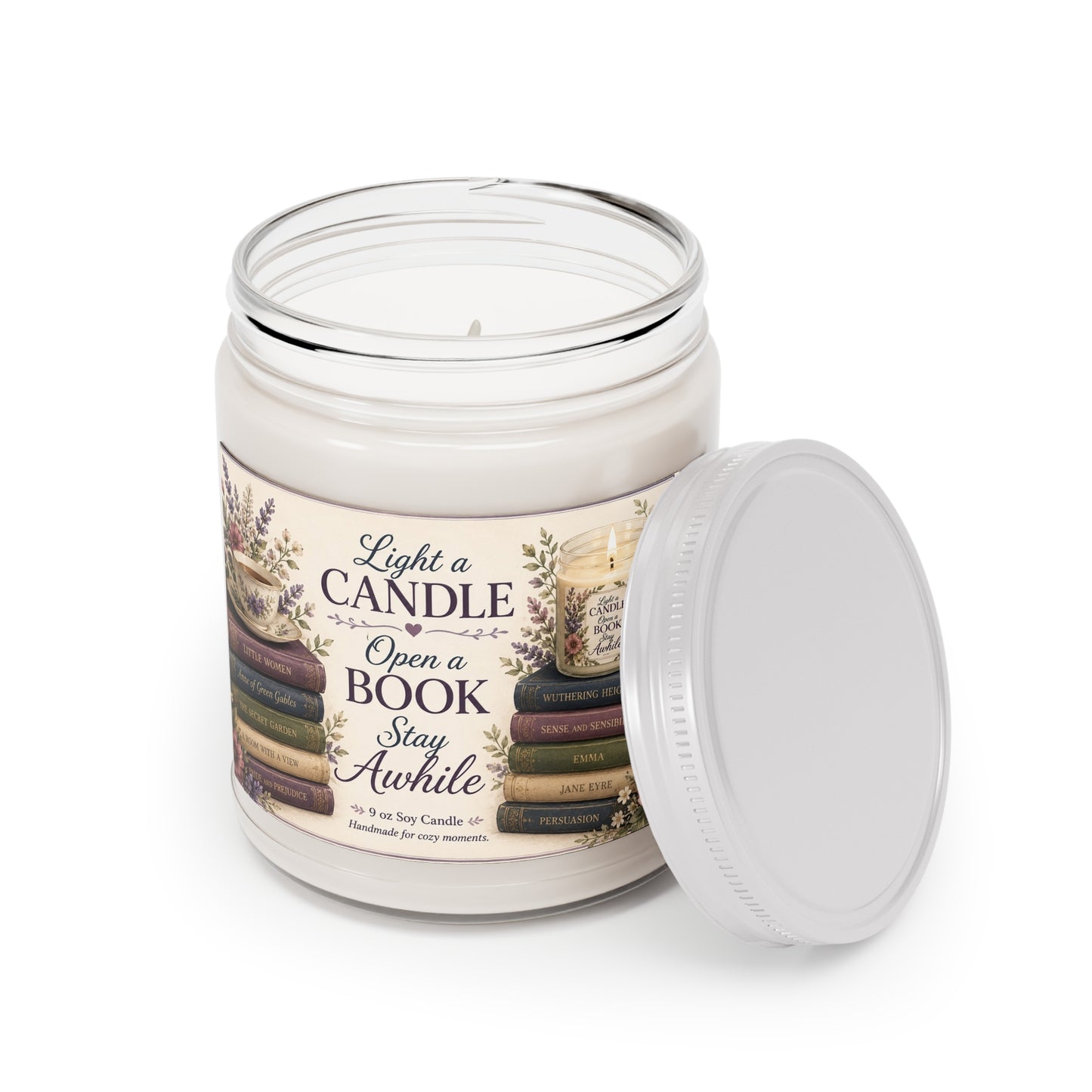 Light a Candle, Open a Book, Stay Awhile – 9 oz Scented Soy Candle | Book Lover Home Fragrance