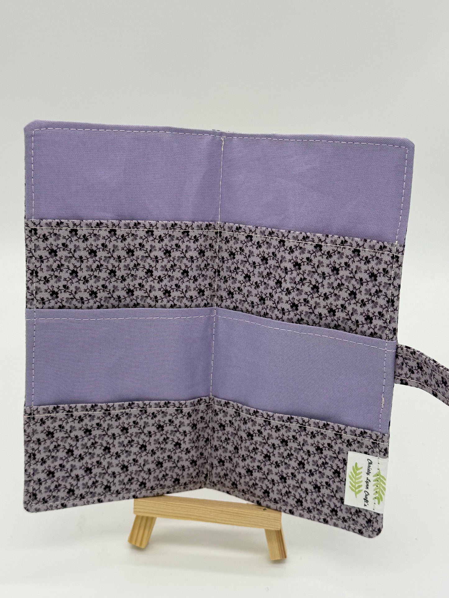 Tea Time - Purple Floral - Handmade Tea Wallet - Cotton Tea Bag Holder with Snap Closure - Travel Tea Organizer