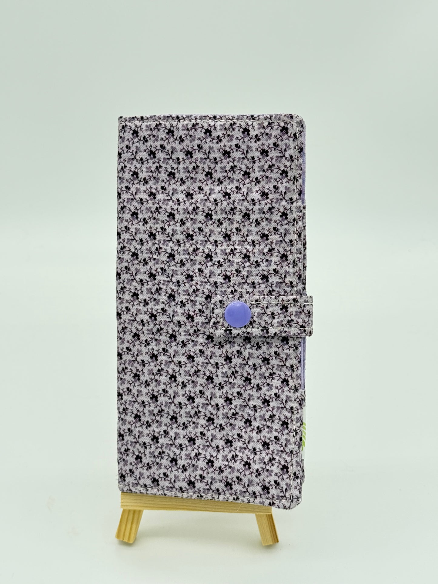 Purple Floral - Handmade Tea Wallet - Cotton Tea Bag Holder with Snap Closure - Travel Tea Organizer