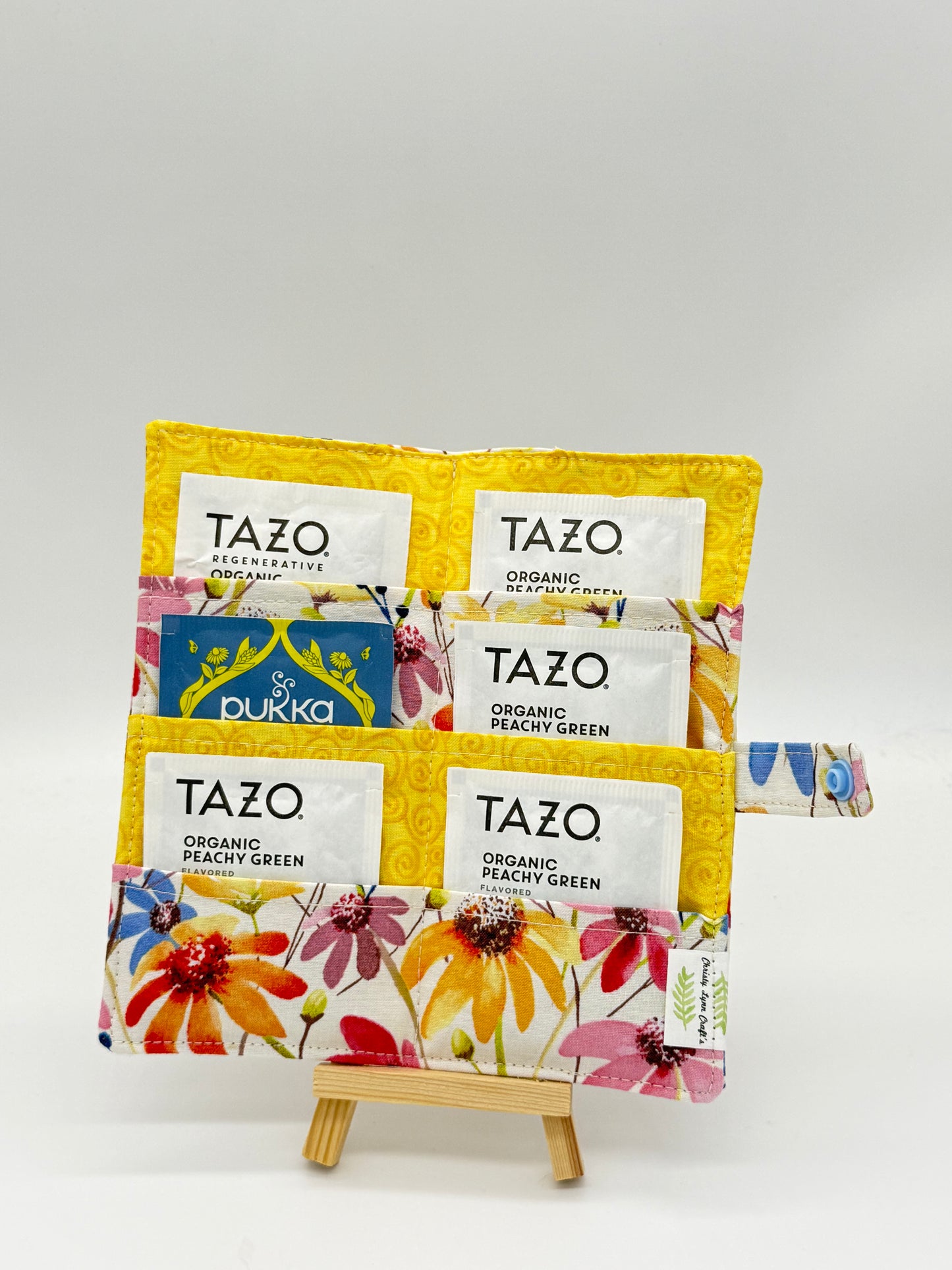 Wildflower Tea Wallet | Handmade Floral Tea Bag Holder | Six Pocket Tea Organizer | Tea Lover Gift