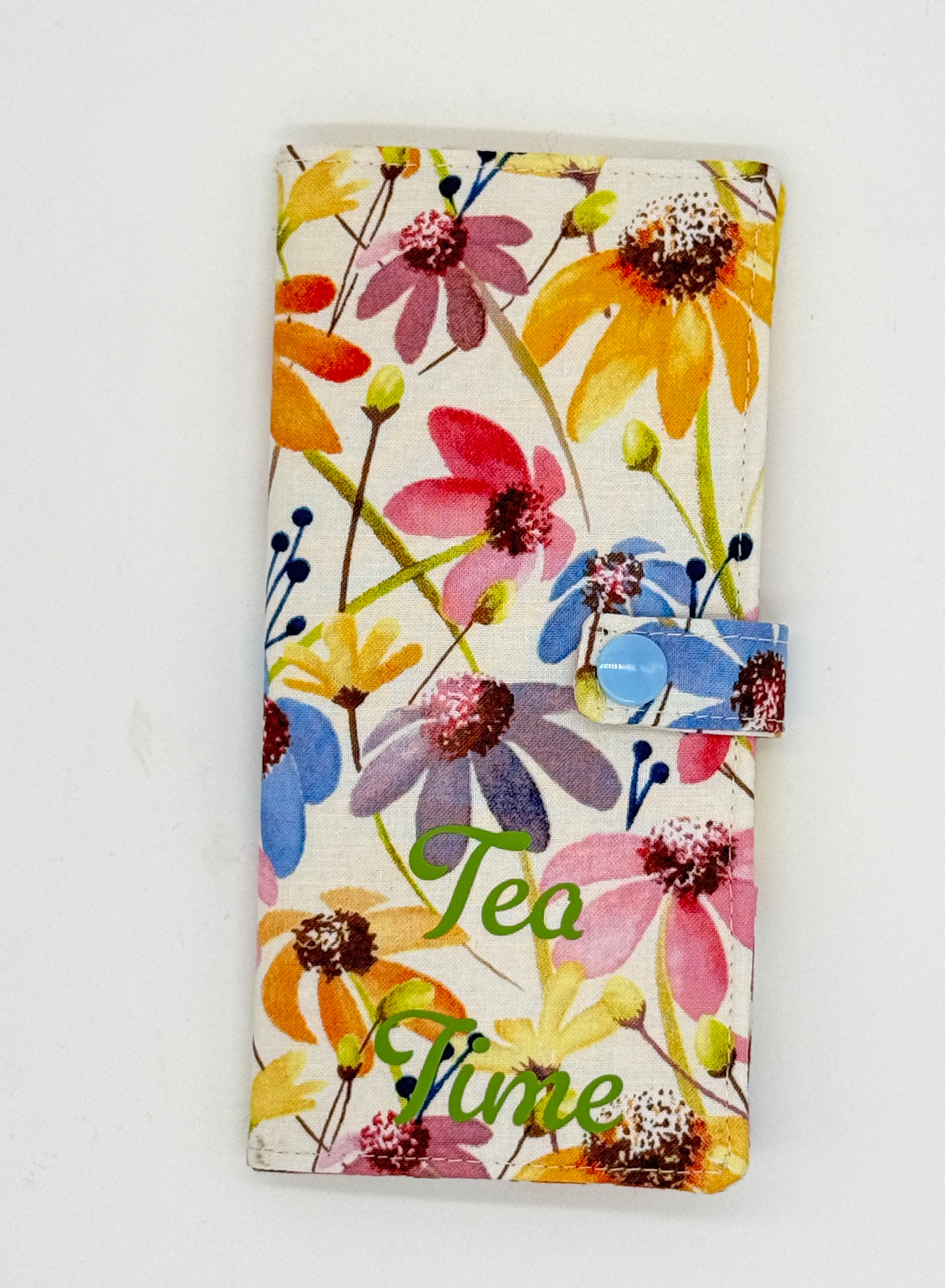 Wildflower Tea Wallet | Handmade Tea Bag Holder | Floral Six Pocket Tea Organizer | Tea Lover Gift