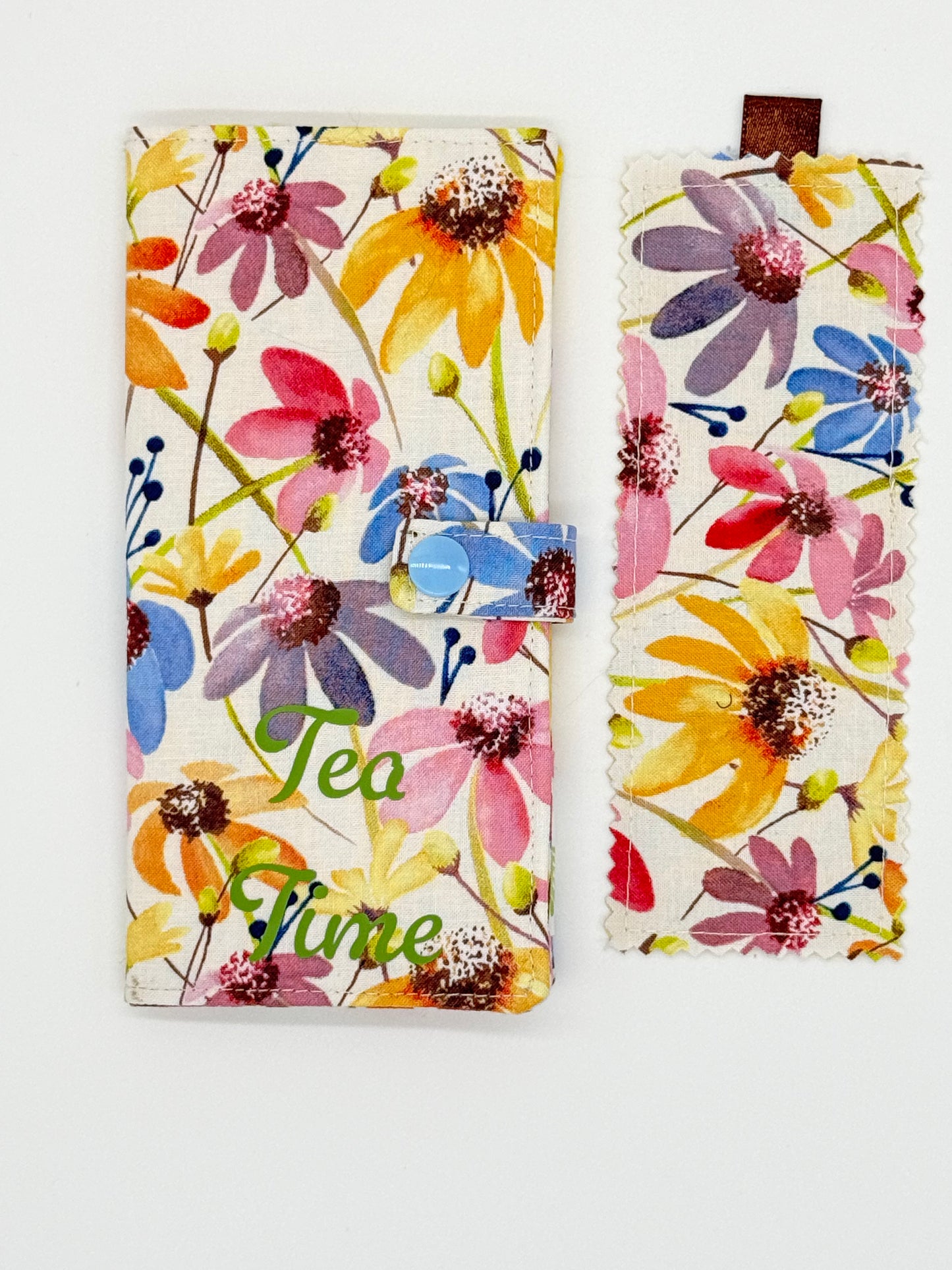Wildflower Tea Wallet | Handmade Tea Bag Holder | Floral Six Pocket Tea Organizer | Tea Lover Gift