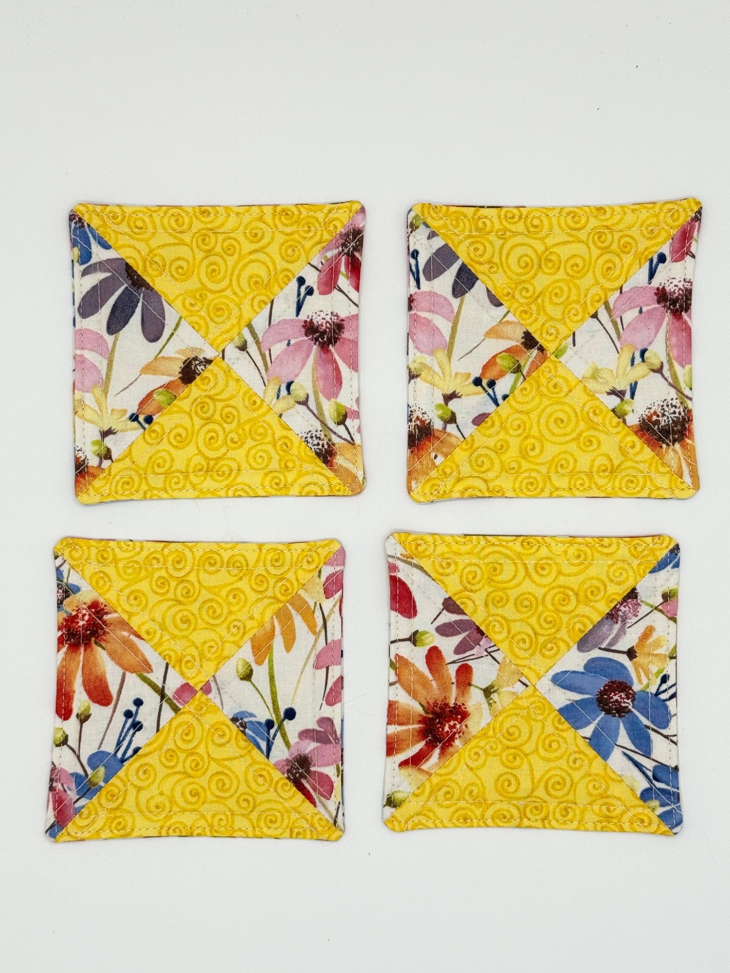 Believe & Bloom Quilted Coaster Set | Handmade Floral Fabric Coasters