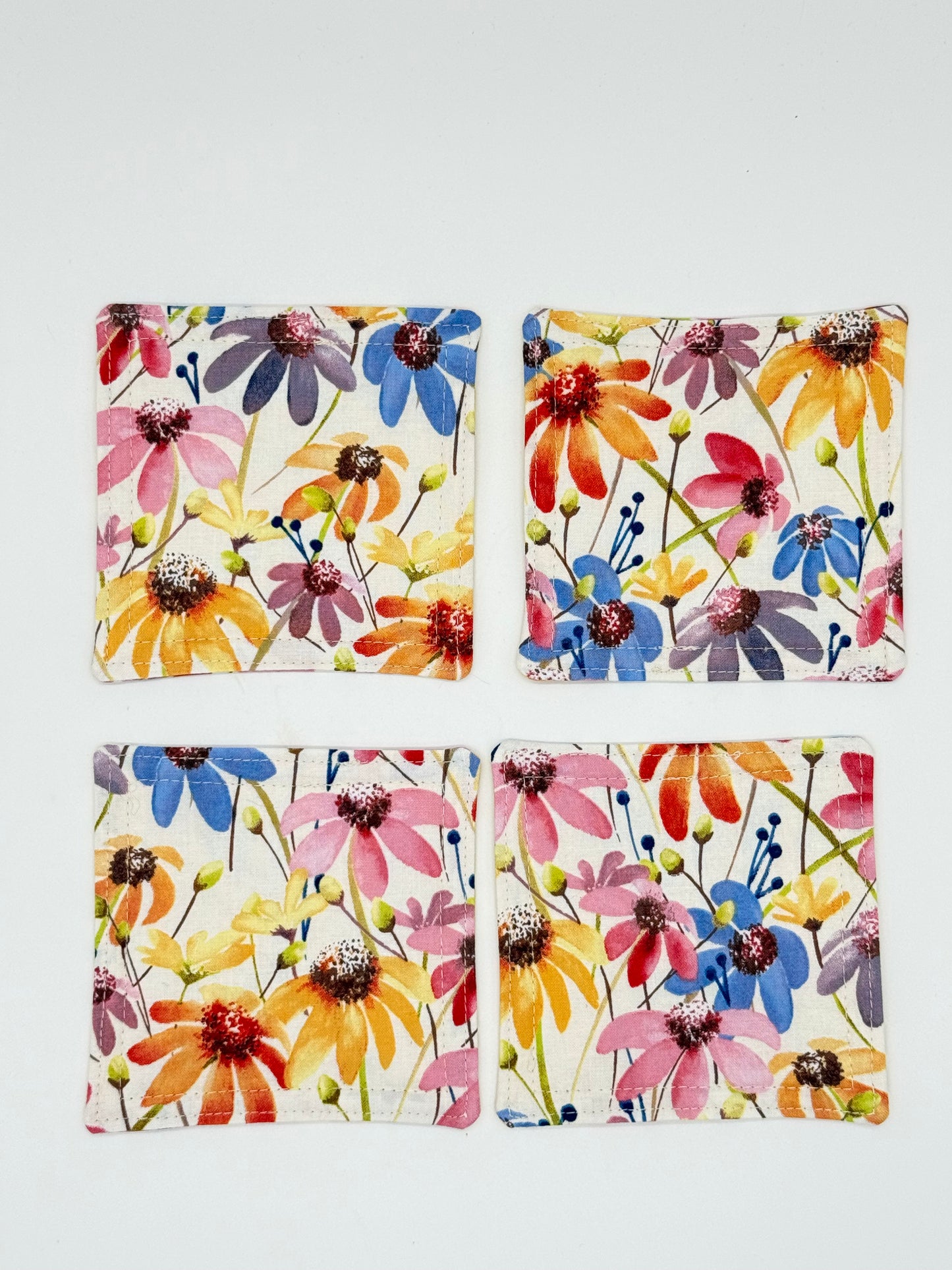 Believe & Bloom Quilted Coaster Set | Handmade Floral Fabric Coasters