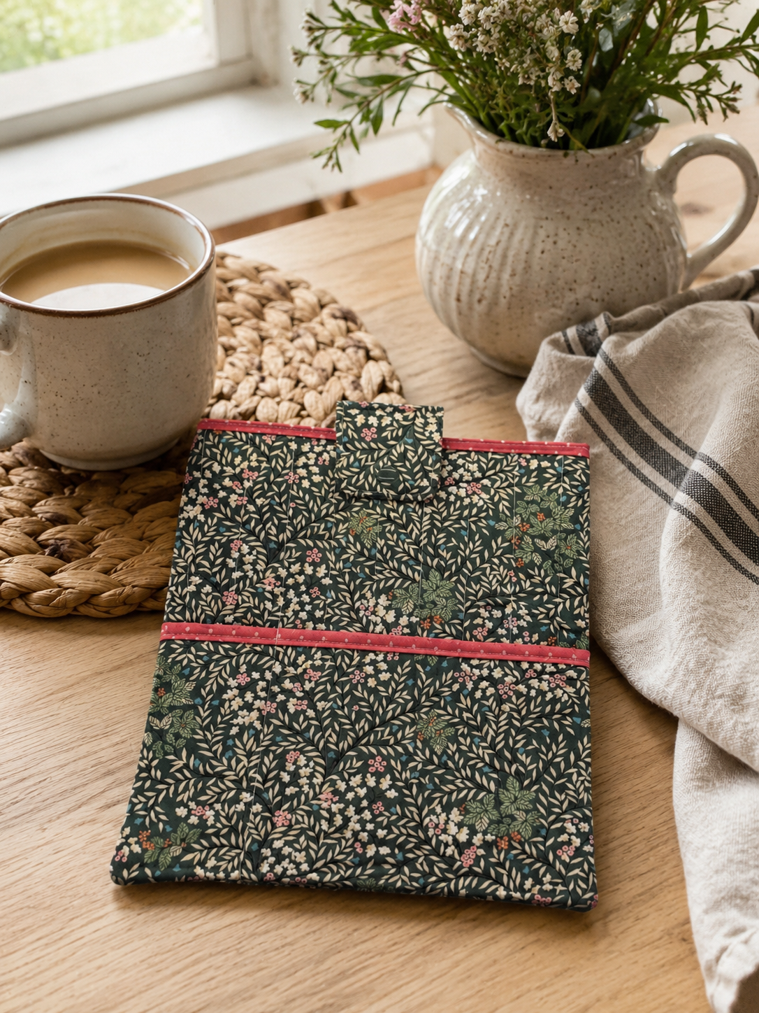 Handmade Floral Quilted Book Sleeve – Cozy Reader Gift