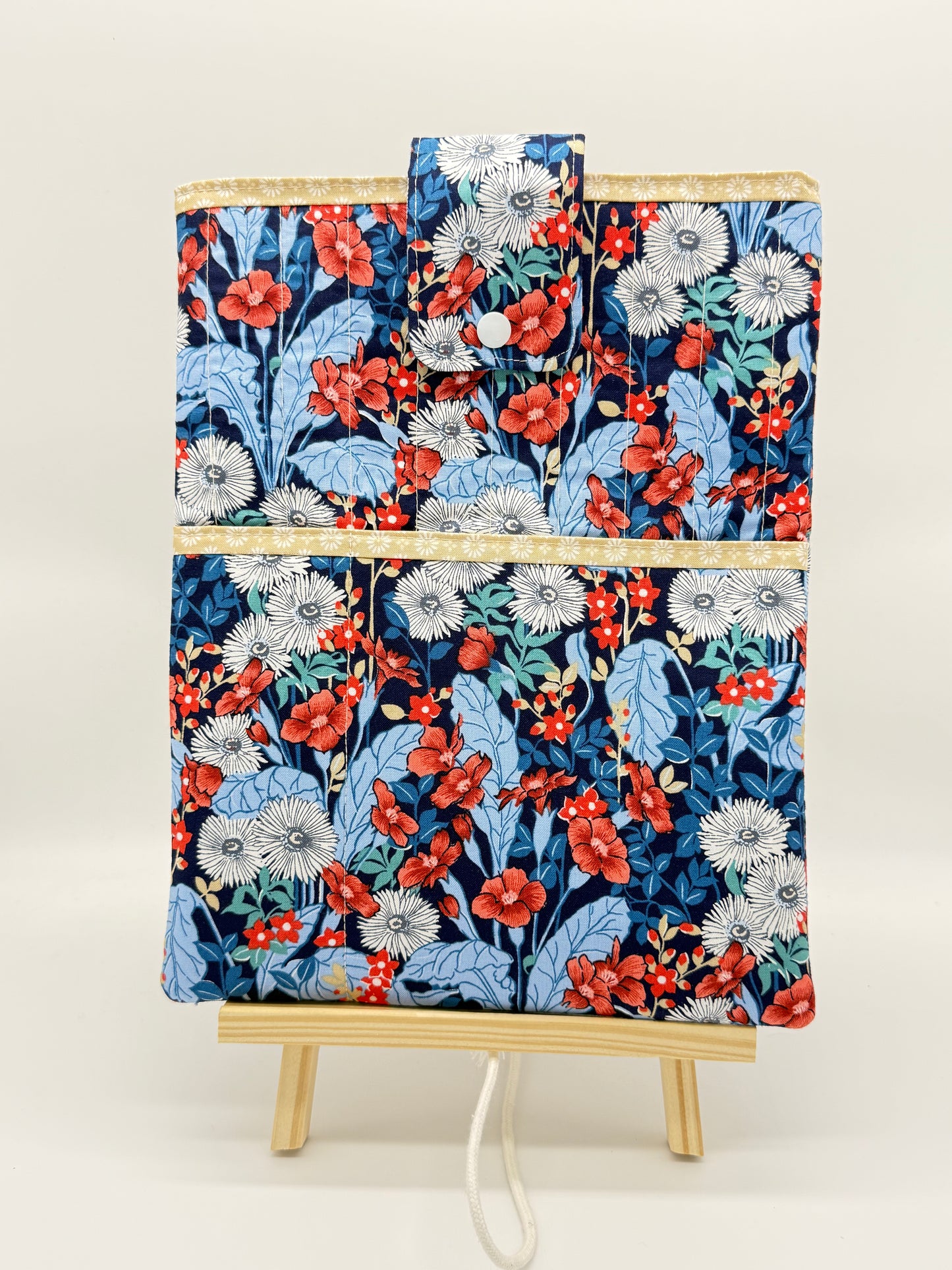 Handmade Floral Book Sleeve with Matching Bookmark | Padded Book Protector for Readers