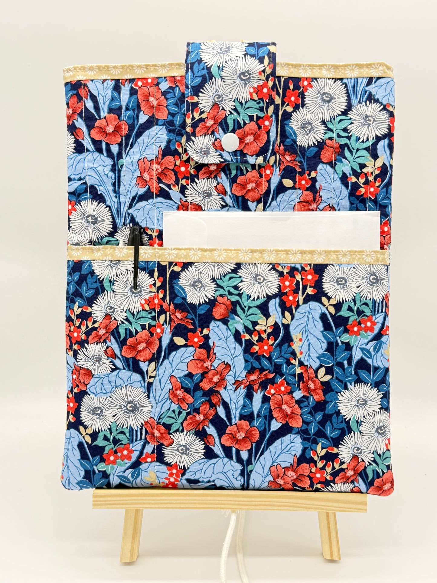 Handmade Floral Book Sleeve with Matching Bookmark | Padded Book Protector for Readers