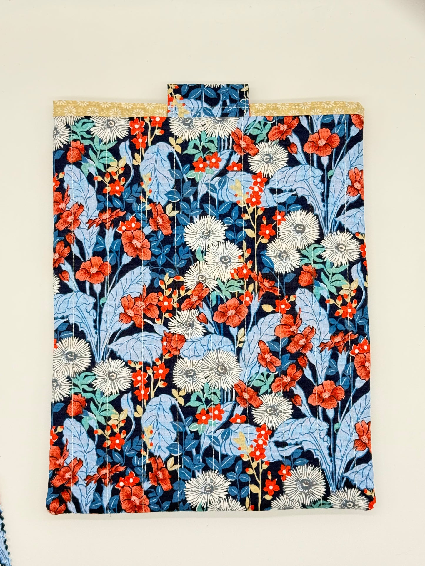 Handmade Floral Book Sleeve with Matching Bookmark | Padded Book Protector for Readers