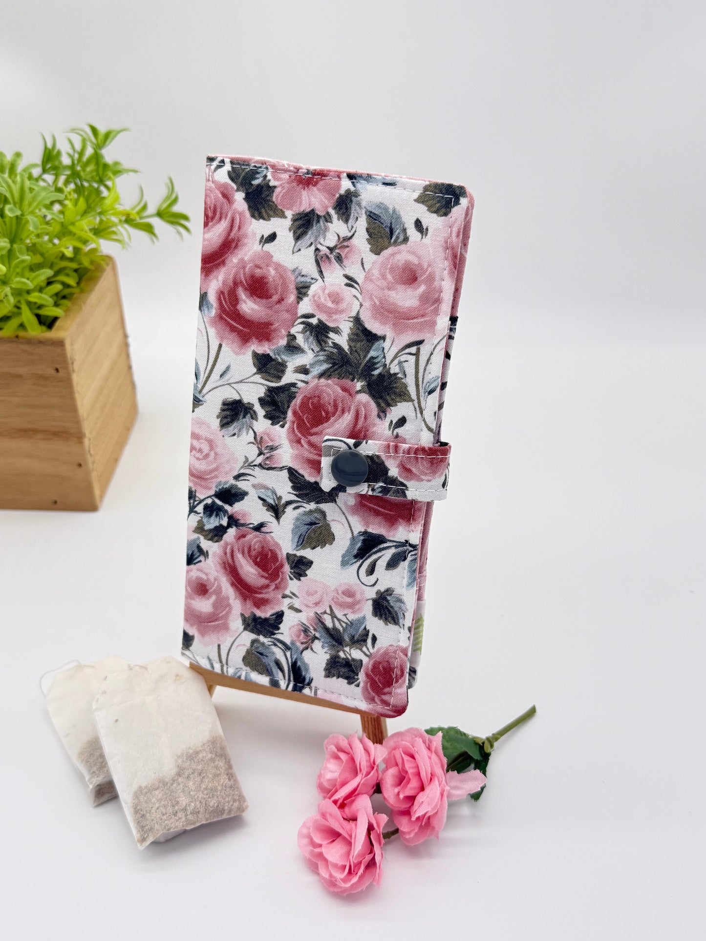 🌹 Rose Garden Tea Wallet | Handmade 6-Pocket Tea Bag Holder