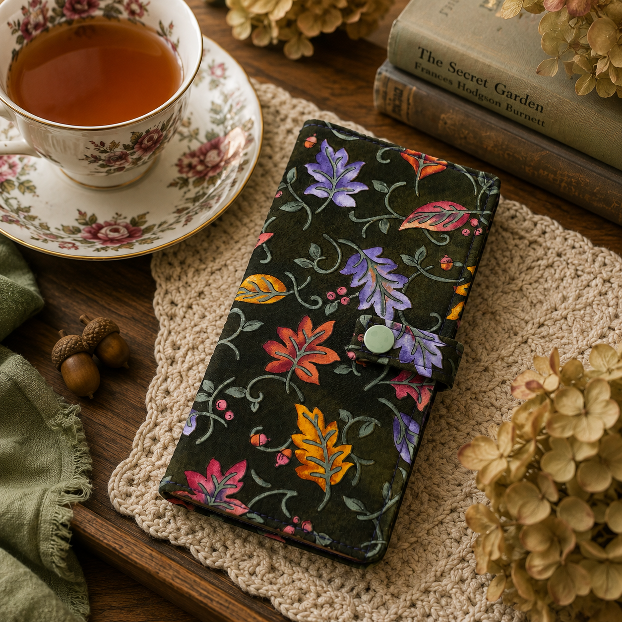 Royal Acorn Tea Wallet | Handmade 6-Pocket Tea Bag Holder