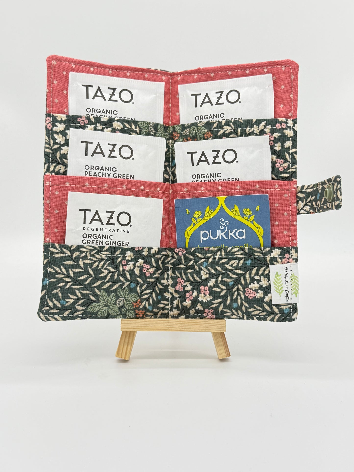 Tea Wallet – Tea Time Tea Bag Holder – Travel Tea Organizer – Handmade Fabric Tea Wallet