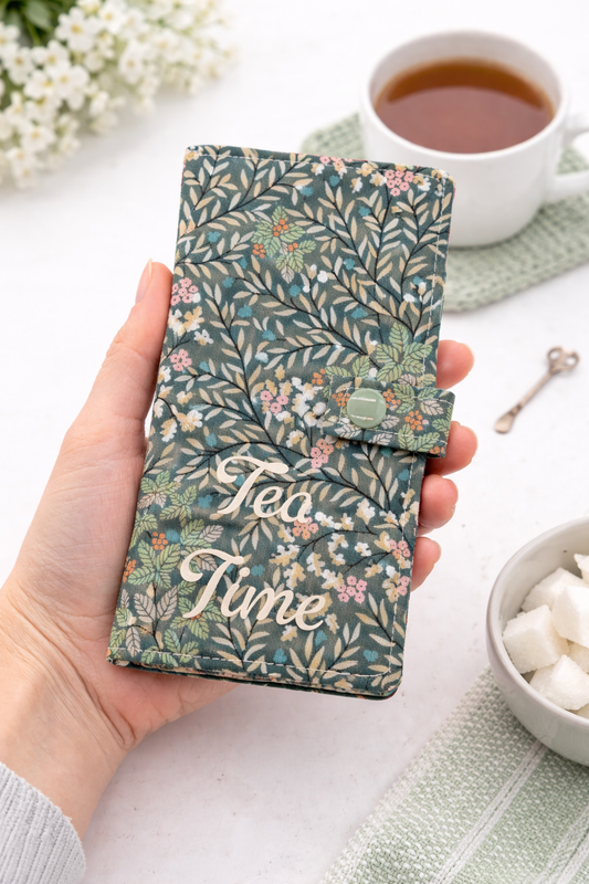 Tea Wallet – Tea Time Tea Bag Holder – Travel Tea Organizer – Handmade Fabric Tea Wallet