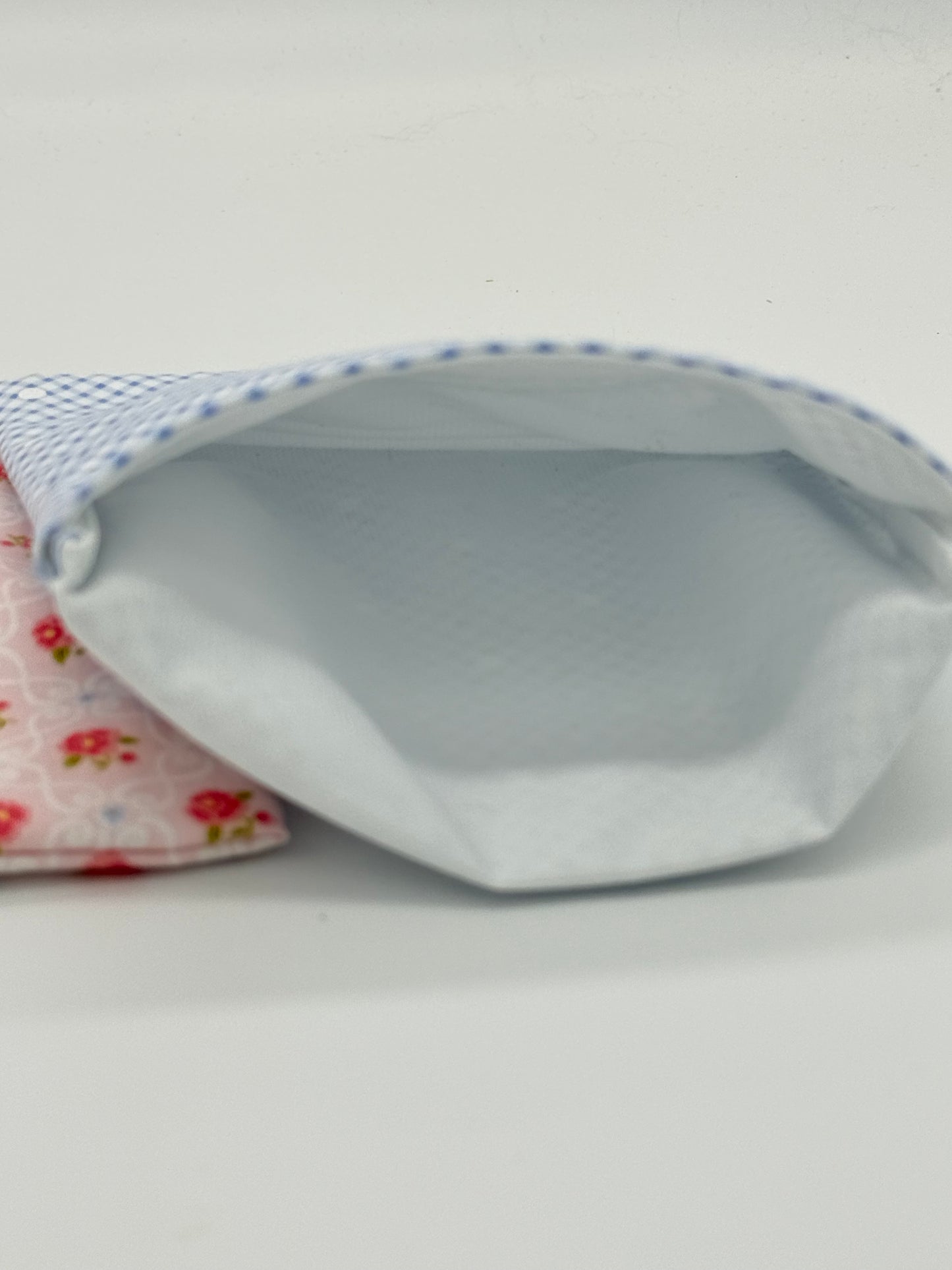 Pink Floral & Blue Gingham Snack Pouch (Fold-Over) – Set of 2