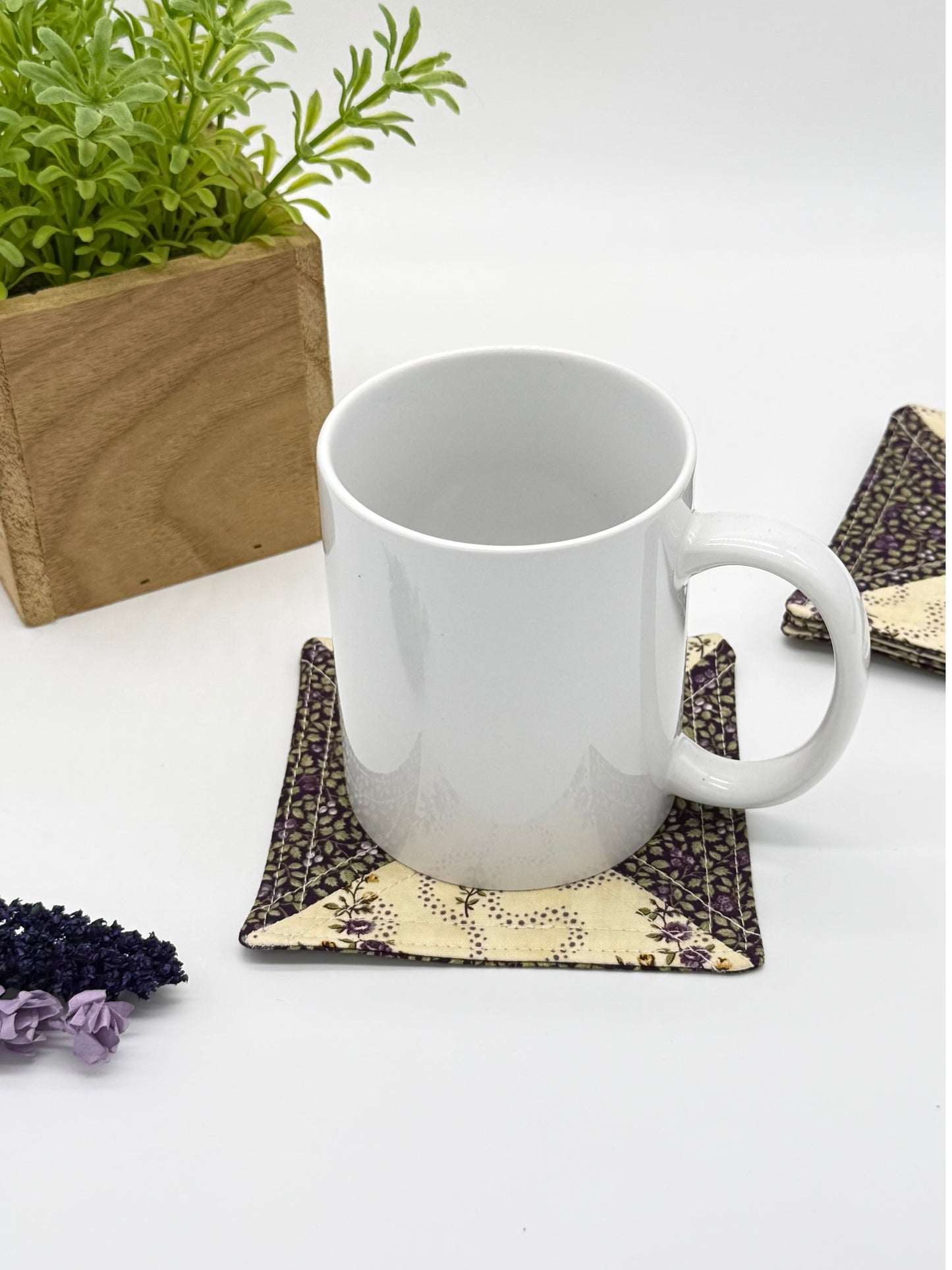 Lavender Vines Fabric Coasters