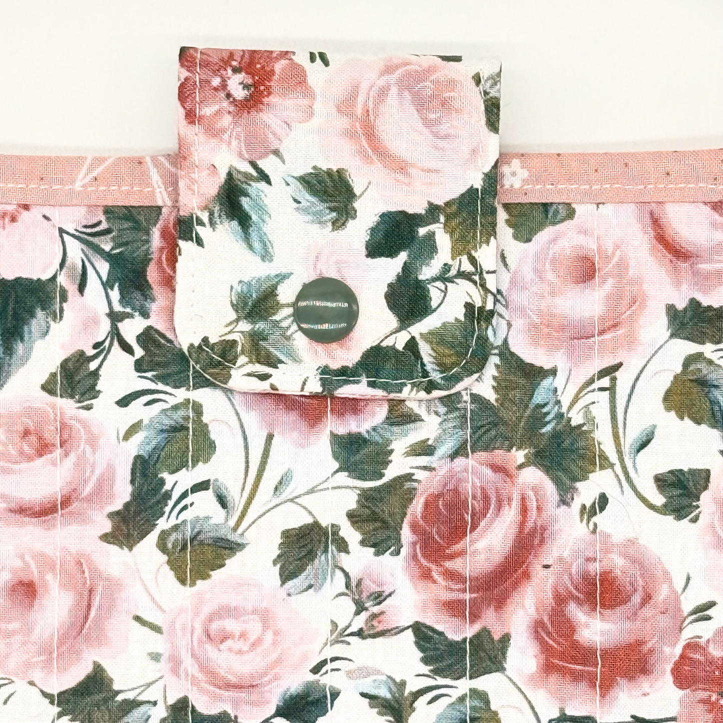 Rose Garden Quilted Book Sleeve with Matching Bookmark | Handmade Floral Book Protector