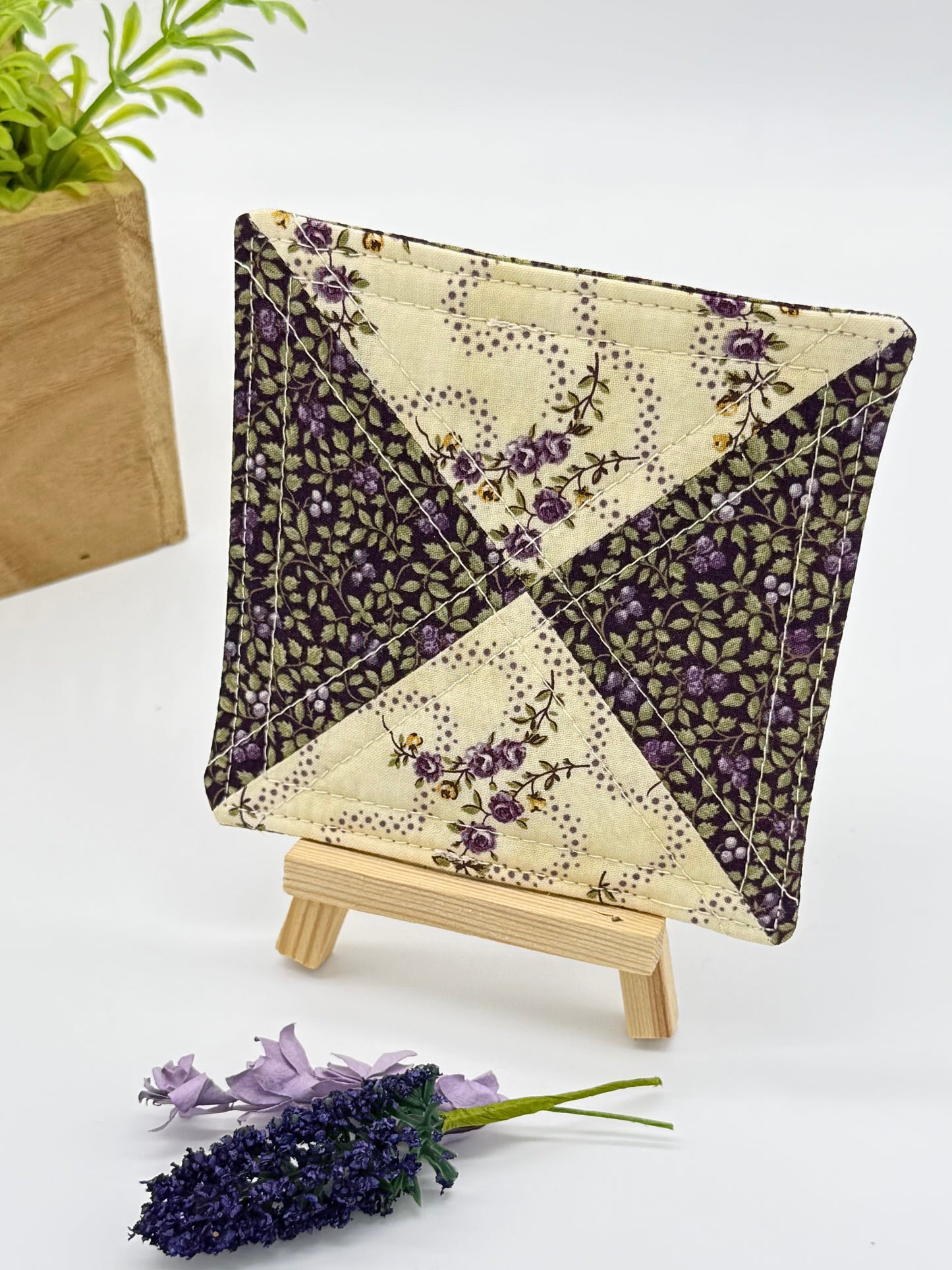 Lavender Vines Fabric Coasters