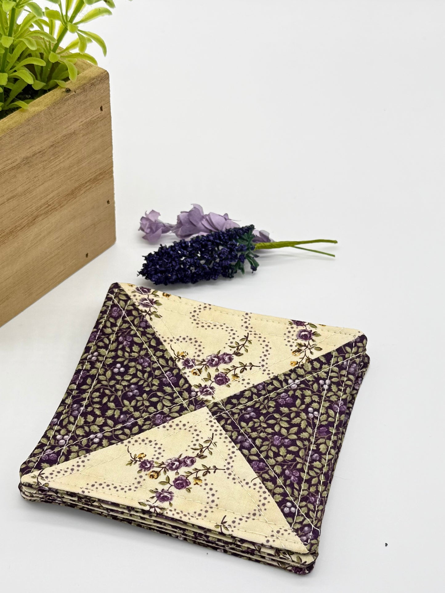 Lavender Vines Fabric Coasters