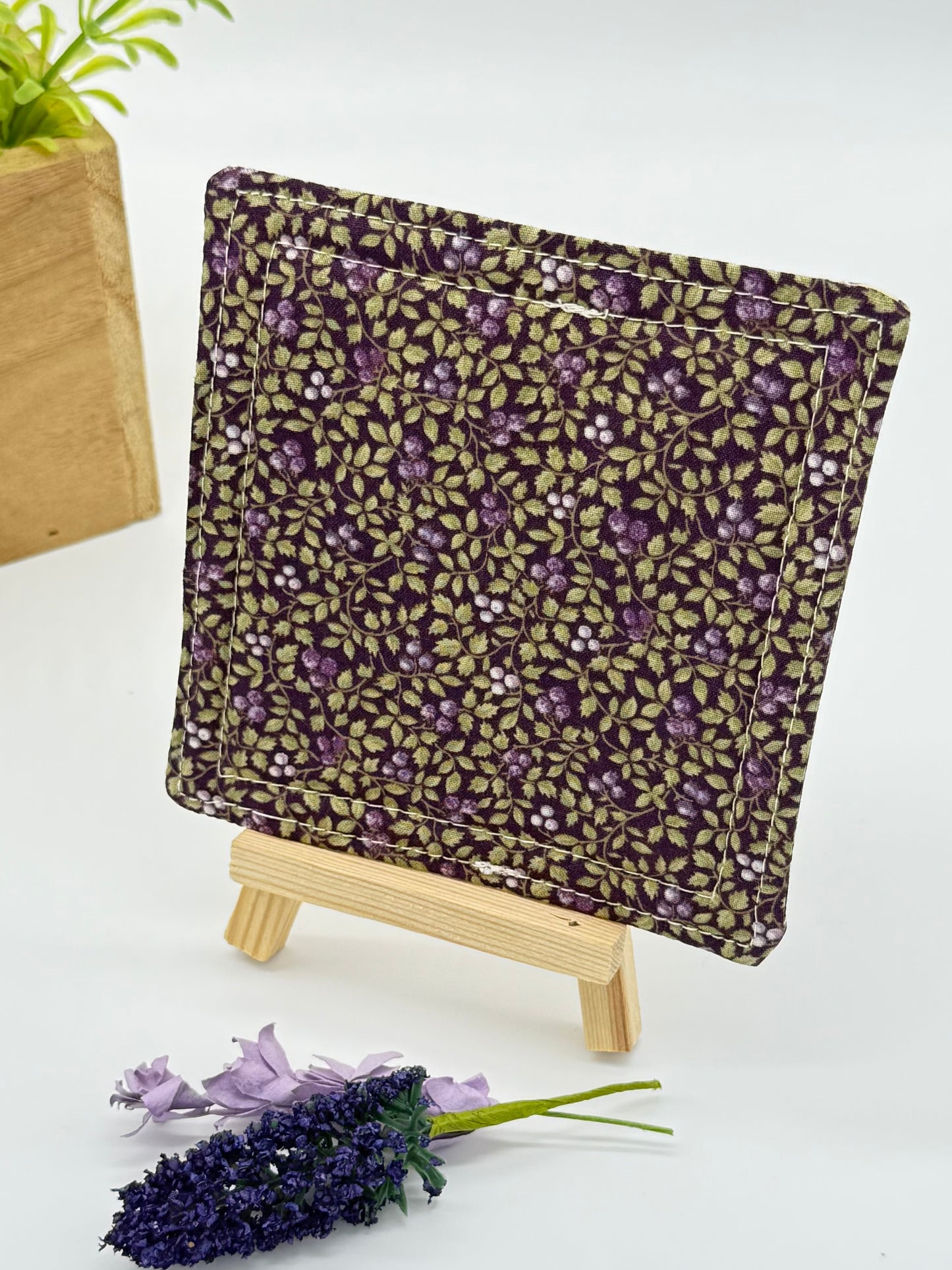 Lavender Vines Fabric Coasters